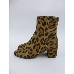 M.Gemi Ankle Boots Womens Size 5.5 Leopard Print Side Zip Heel Made in Italy